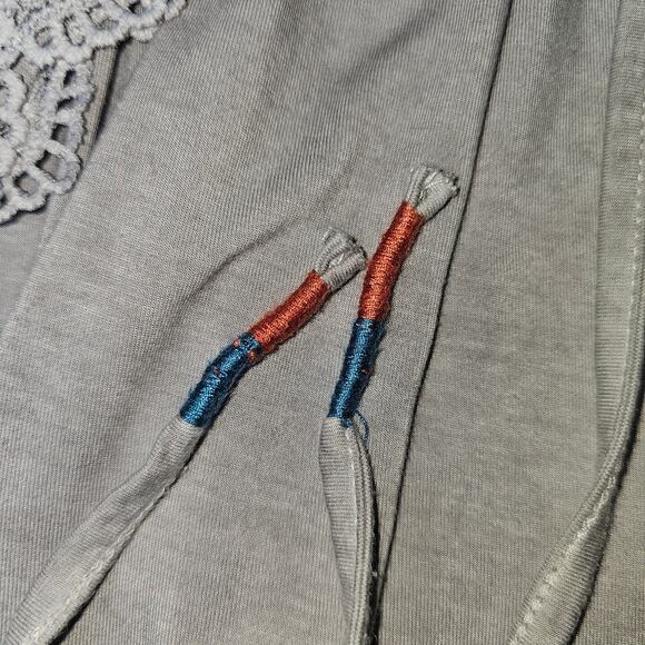 Pol Grey Whimseygoth Lace Boho Statement Sleeve Feminine Bell Sleeve Tunic top M - Picture 7 of 13